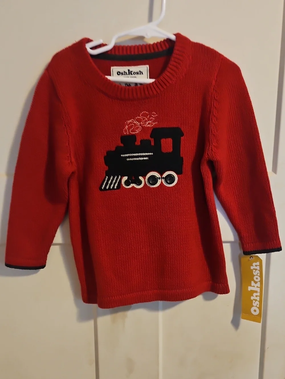 OshKosh B'gosh Red Knit Sweater with Train Applique